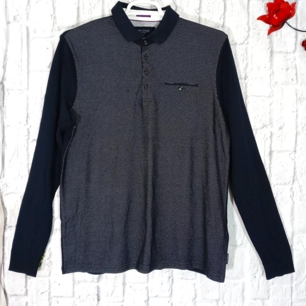 Ted Baker Long Sleeve Polo Shirt printed Front